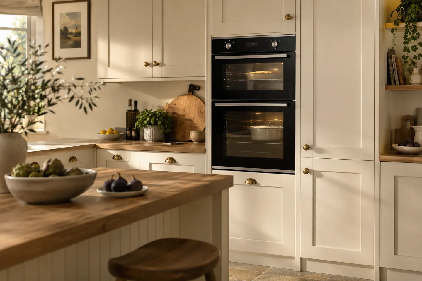 Double oven with separate cooking cavities — illustrative photograph